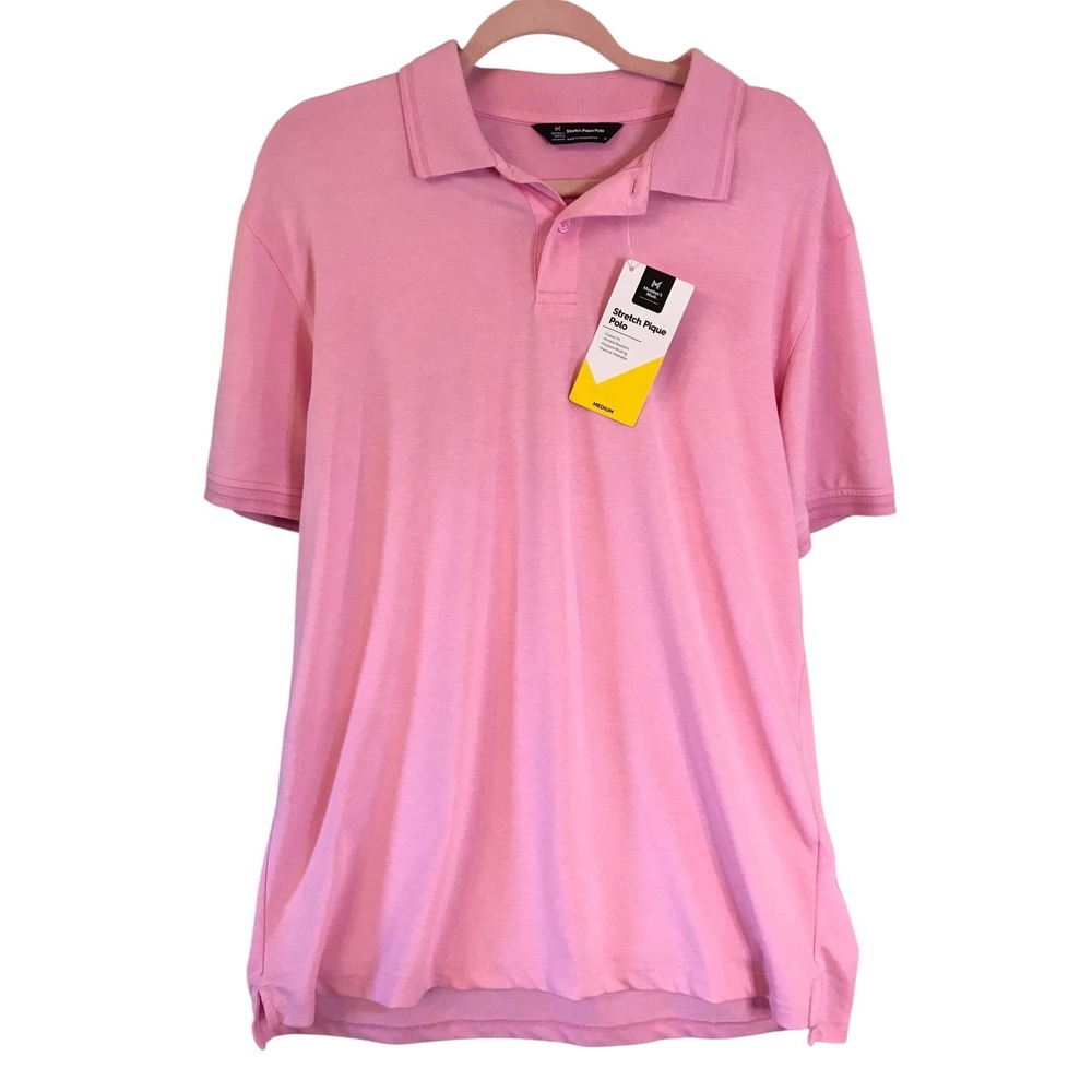 Men's Pink Classic Fit‎ Stretch Cotton Pique Polo Size Medium Member's Mark